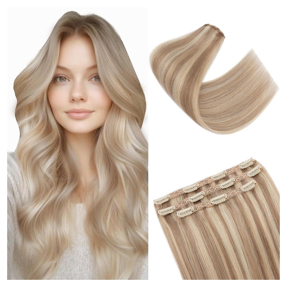Clip in Extensions 55cm #12P613 Light Golden Brown Gebleicht 1 St