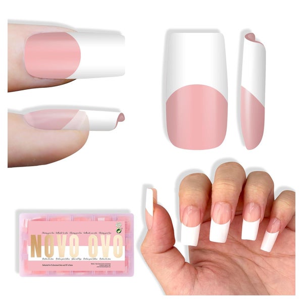 Nagelspitzen Square Medium Wide White French Tip Baby Pink 2 1 St