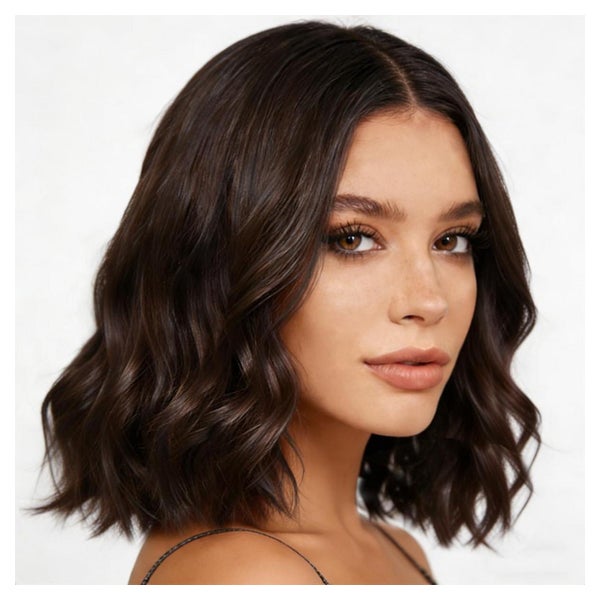 Perücke Damen kurzer Bob 35 cm Mittelscheitel Lace Front dun 1 St