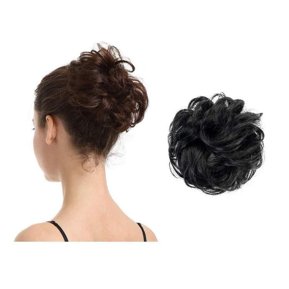 BARSDAR Echthaar Haarteil Haargummi Schwarz extensions Damen 1 St