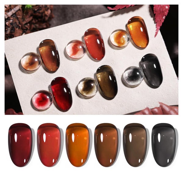 Nagellack UV Gel Jelly Braun Rot Schwarz Nagelkunst Autumn E 1 St