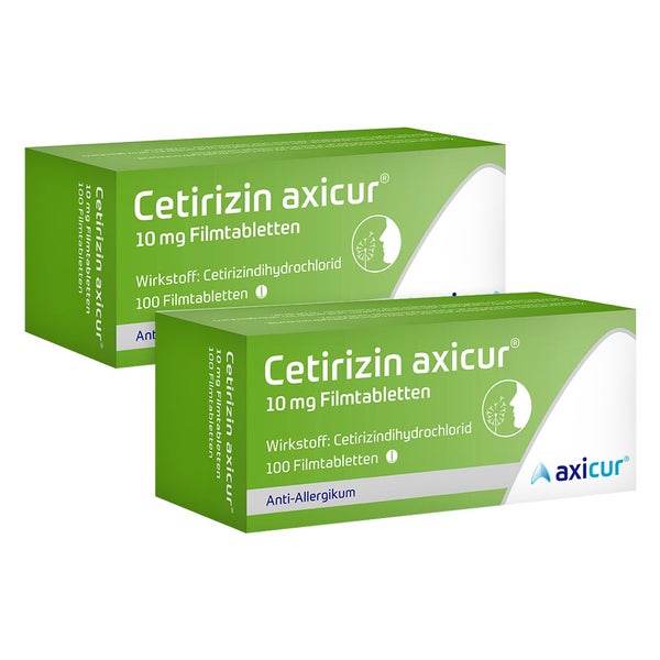 Cetirizin axicur® 10 mg Antiallergikum Doppelpack 2X100 St