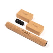 Myga Komplettes Kork-Yogamatten-Set - Schwarz 1 Set
