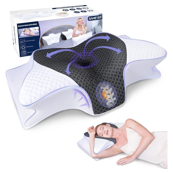 Nackenkissen Memory Foam Weiß+karbongrau 60 x 35,5 x 10 13CM 1 St