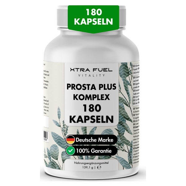 Prostata Kapseln von XTRA FUEL | 180 Kapseln mit Prostata Komplex aus Sägepalme, Kürbiskern, Brennesselextrakt, Vitamin E, Zink & Selen - Effektive Formel - in Deutschland laborgeprüft 180 St