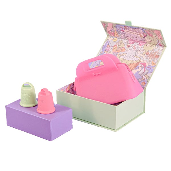 Menstruationstassen 2er Set, Hellgrün/Rosa – komfortabel (2 Stück) 2 St