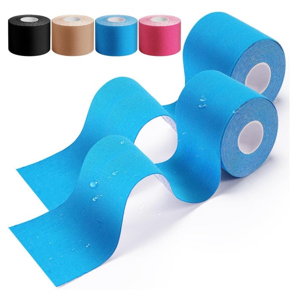 HONYAO Kinesiotape 2 Rollen (5m x 5cm) - Blau | Physiotape für Sport & Gelenke