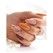 Falsche Nägel Acryl Kurz Mandel Orange Glitzer 24 Autumnal O 1 St