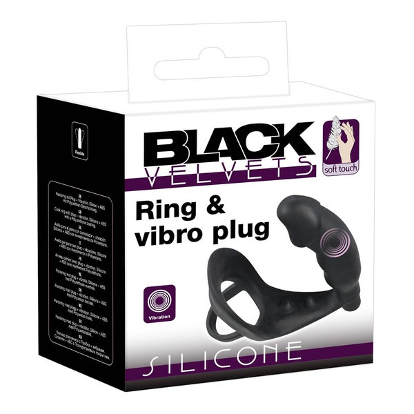 Black Velvets - Vibro-Penisring mit Plug - P-Stimulation 1 St