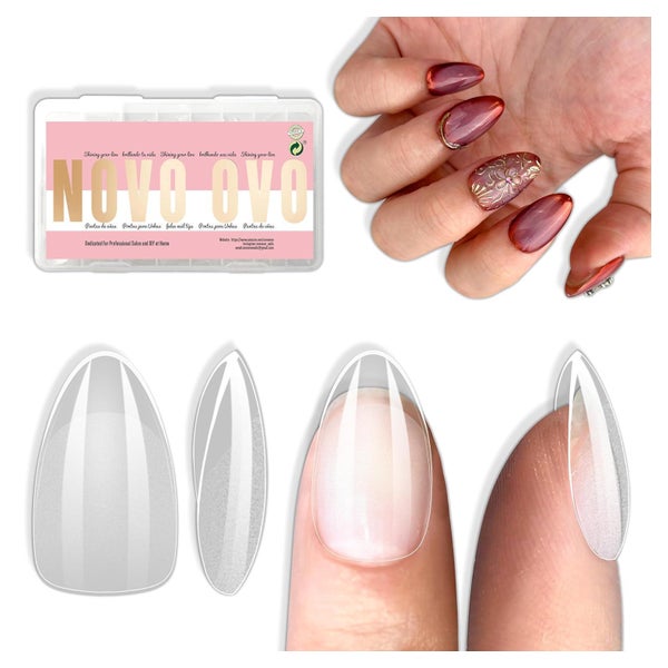 Nagelspitzen Mandel Gel Short Almond Thick Clear Nail Tips 2 1 St