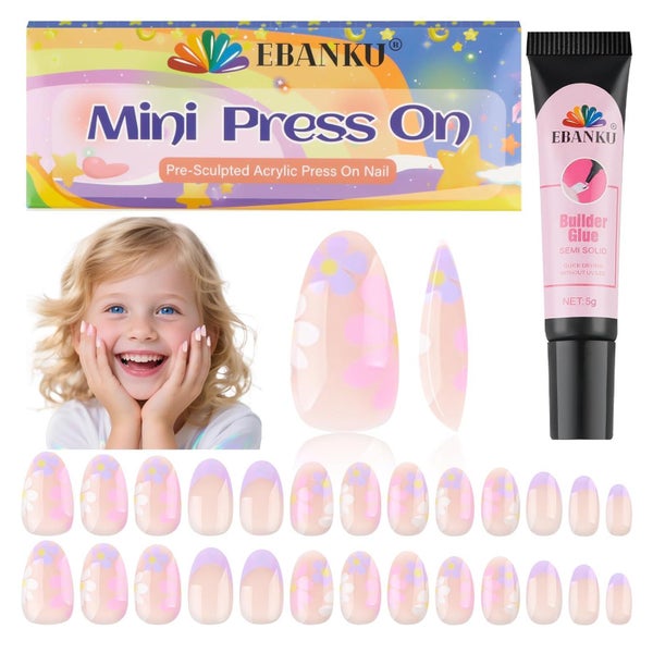 Acrylnägel 26 Stück Mandel Nagelkleber Tip Kit Kinder Gänseb 1 St