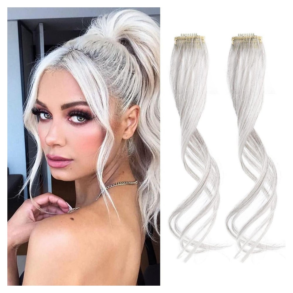 Pony Haarspangen Clipin Side Air 30 CM Grau Braun Silber Wei 1 St