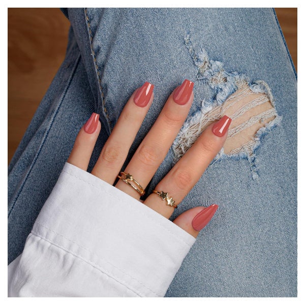 Press On Nails Kurz Sarg Ballerina Einfarbig Orange Kleber K 1 St