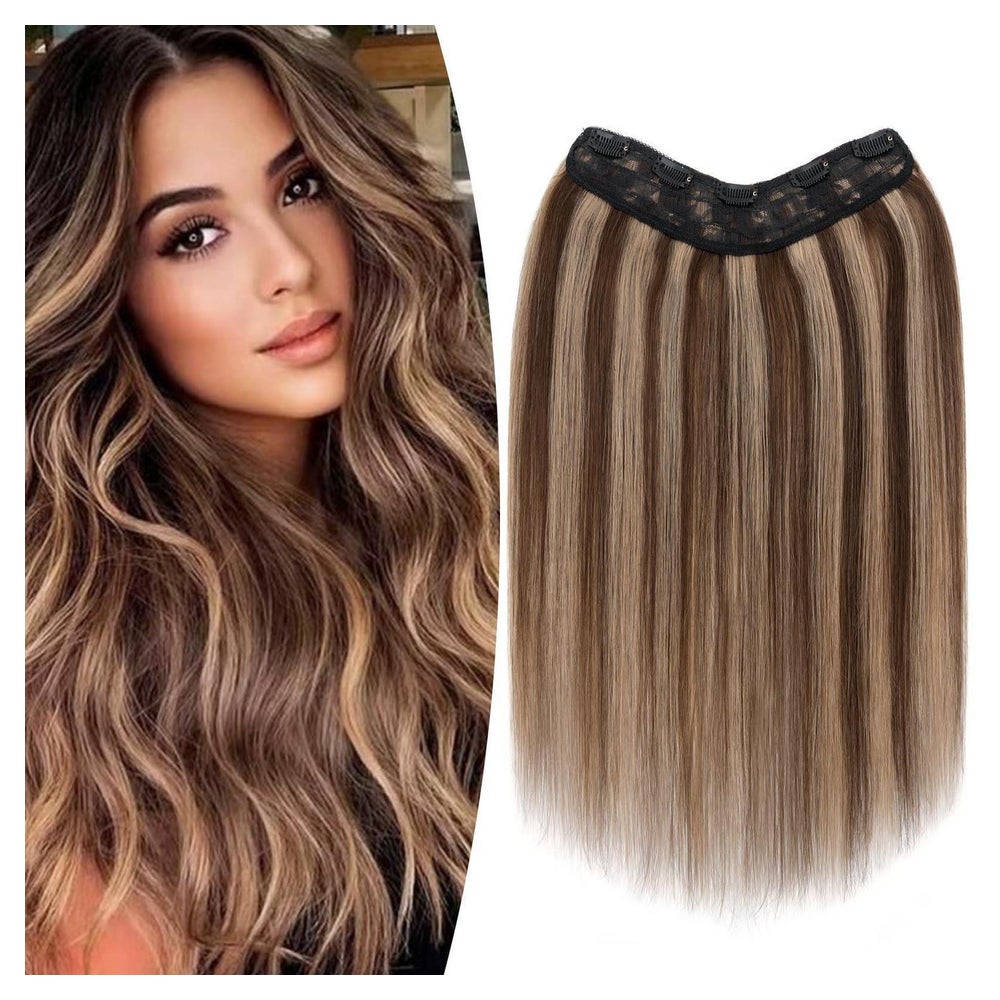 Clip in Extensions Echthaar Braun Balayage 55 cm Karamell Ba 1 St