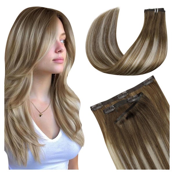 Clip Extensions Echthaar Balayage Blond 35cm-7PCS 2.5#8 60 8 1 St