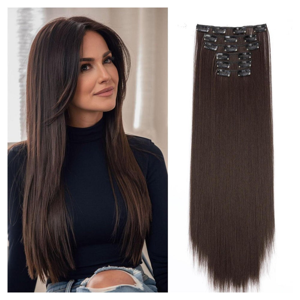 Clip in Extensions Haarteil Lang Glatt Synthetisch 65 cm Mit 1 St