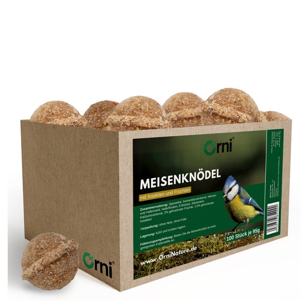 Orni Ganzjahres Meisenknödel mit Insekten ohne Netz 100 Stück 0,95 kg
