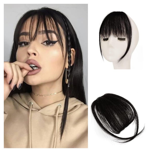 Bangs Clip in Remy Echthaar Pony Wispy Bangs Natürliches Sch 1 St