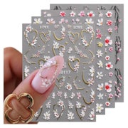 Nagelsticker 5D Blüten selbstklebend 4 Blatt Nageldesign 1 St