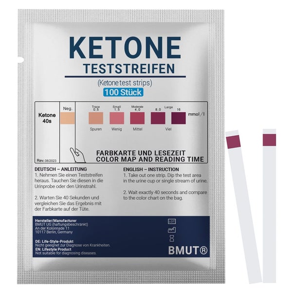 BMUT Ketone Teststreifen für Urin bei ketogener Diät 100 St