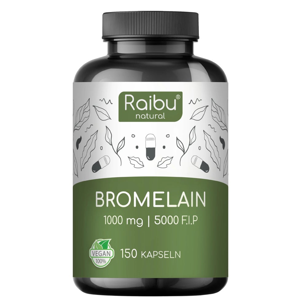 Bromelain Kapseln mit Kalzium, Hochdosiert  - RAIBU 150 St