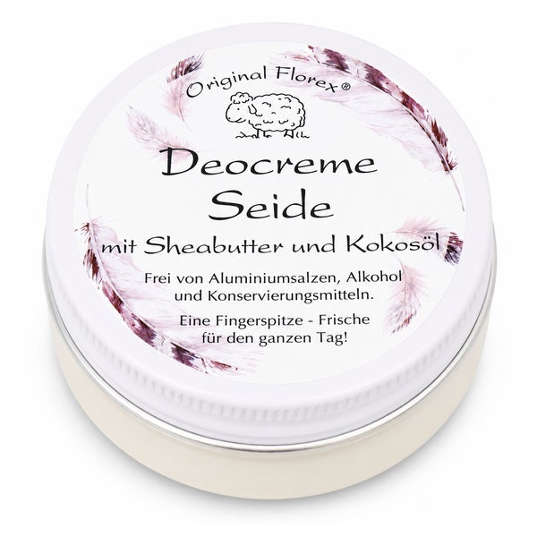 Florex Deocreme Seide – Aluminiumfreie Deocreme mit Sheabutter, Kokosöl & Zink | Vegan 40 ml