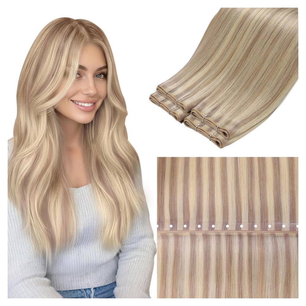 Haartressen Echthaar Blond 55cm 55cm-80G 1.6-butterfly weft- 1 St