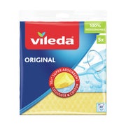 Vileda Professional Aqua Original Schwammtuch – waschbar, stark saugfähig - 1 Packung = 5 Tücher, 18 x 20 cm