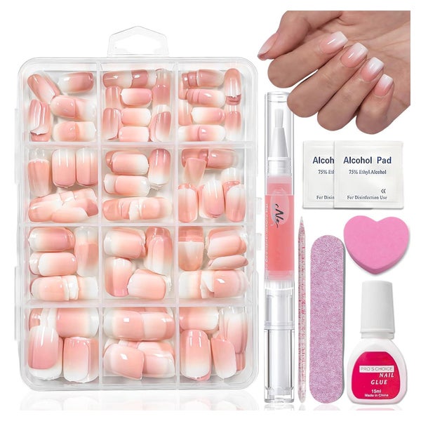 Nägel 240 Stück Künstliche Square Rosa Gradient 1 ml (1er Pa 1 St