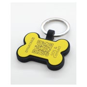 Hundemarke Knochenform Silikon Gelb – QR-Code Tier-ID mit Online-Profil 1 St