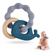 Beißring Baby aus Silikon und Holz BPA frei 1 St