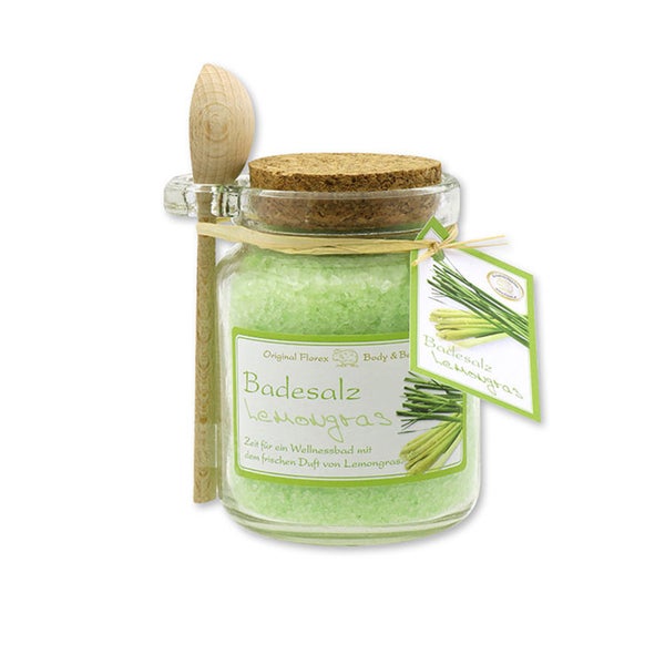 Florex Badesalz Lemongras im Glas mit Holzlöffel 300 g