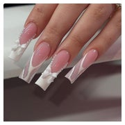 24Pcs French Tip Press on Nails False Nails White Pearl Desi 1 St