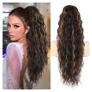 Pferdeschwanz Clipin 76cm Wellig Locken Dunkelbraun 10H26# 1 St