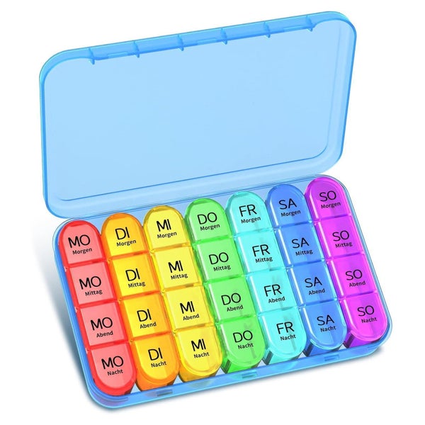 Tablettenbox 7 Tage BPA Frei 4 Fächer Medikamentenbox Olivgr 1 St