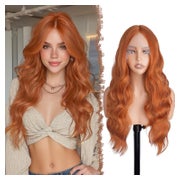 Perücke HD Lacefront Kunsthaar Lockig 70 cm Rotbraun 1 St