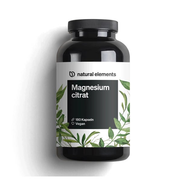 Premium Magnesiumcitrat – 180 Kapseln – Hochdosiert: 2320mg (davon 360mg elementares Magnesium) pro Tagesdosis – Ohne Zusätze – vegan, laborgeprüft und in Deutschland produziert 180 St