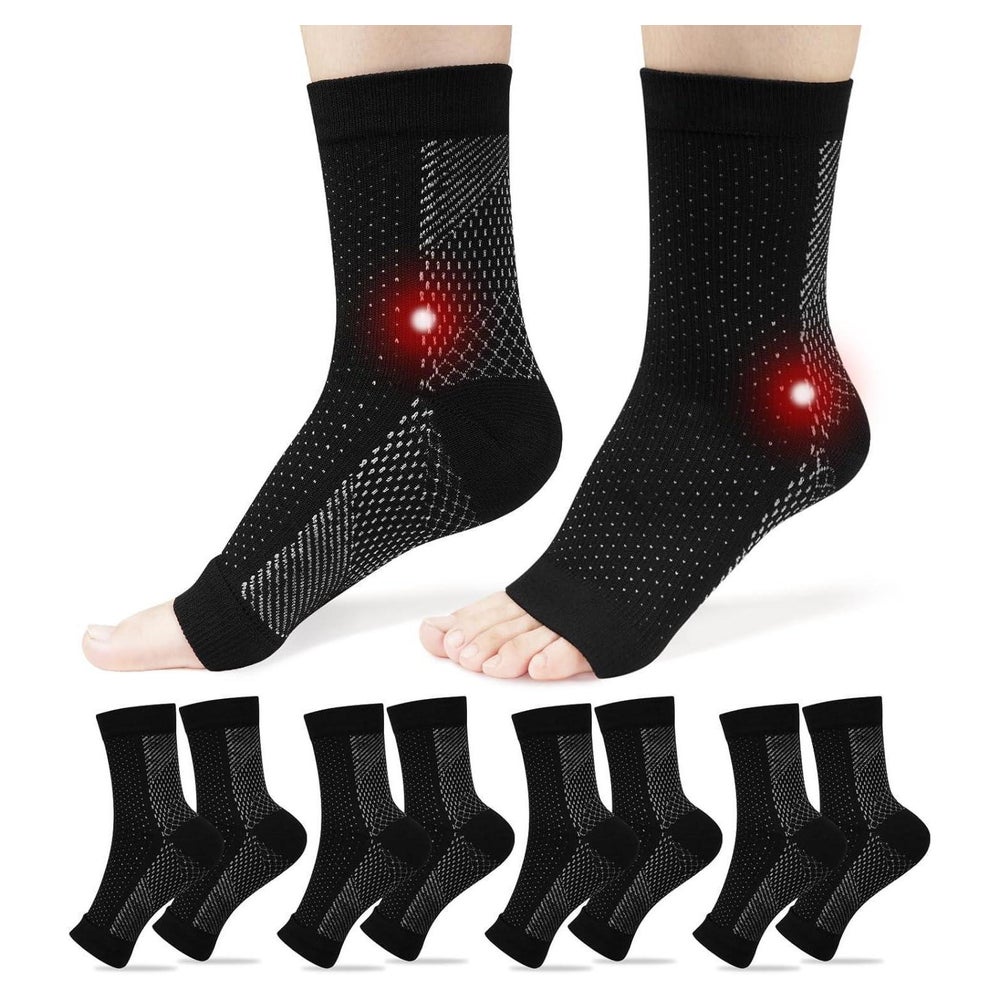 ACWOO Neuropathie Kompressionssocken 4 Paar Schwarz L/XL 1 St