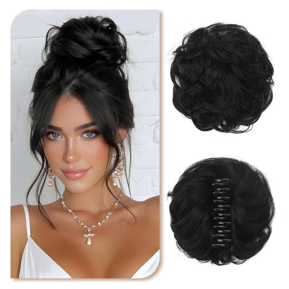 Haarteil Dutt Messy Bun Echthaar Clip Klammer Natürliches Sc 1 St