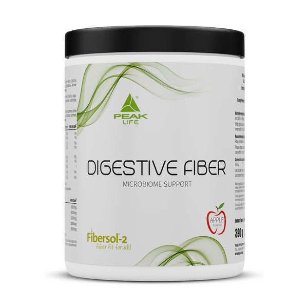 PEAK Digestive Fiber - 390g - Geschmack Apple I Pulver I 30 Portionen I über 8g Ballaststoffe pro Portion I Fibersol-2 I Flohsamen I Inulin I Pektin I Verdauungsunterstützung 154 g