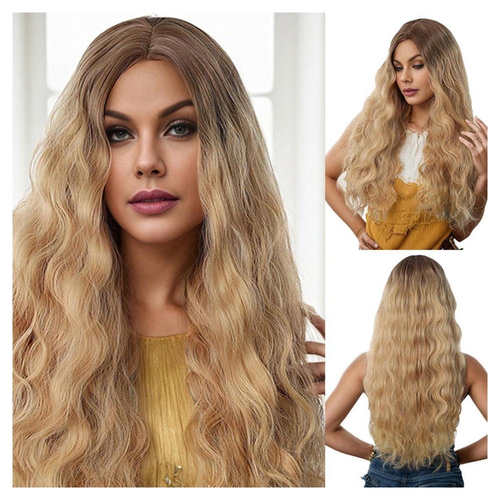 Perücke Lang Ombre Blond 26 Zoll Mittelscheitel Synthetisch 1 St