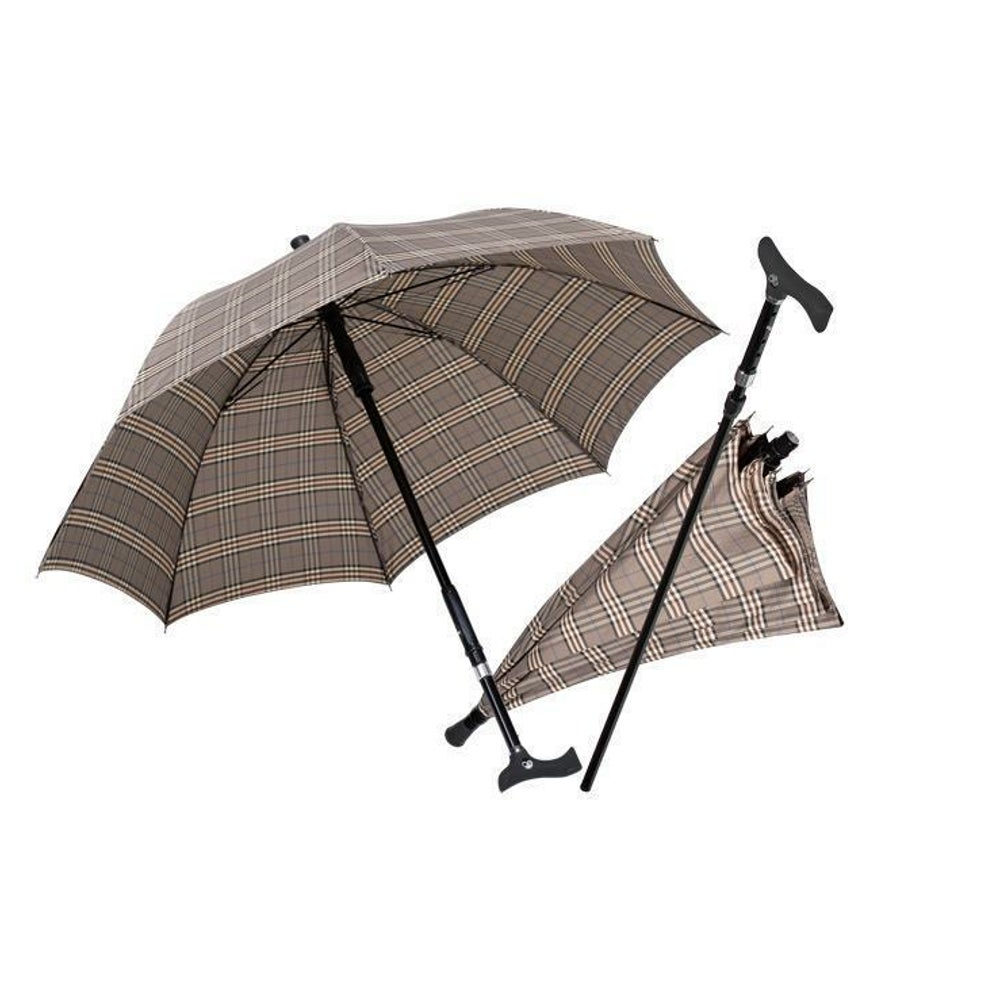 Stockschirm Regenschirm eingebauter Gehstock braun klein 1 St