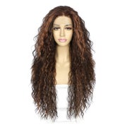 Sapphirewigs Lockige Lace Front Perücke Schokolade Braun Synthetik