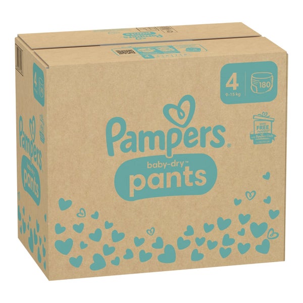 Pampers Baby Dry Pants Höschenwindeln Größe 4 Maxi, 9-15 kg – 360°-Bauchbündchen 180 St