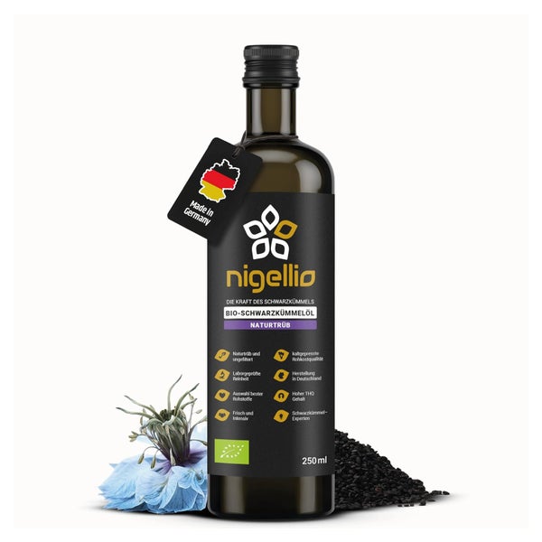 Nigellio Bio-Schwarzkümmelöl kaltgepresst ungefiltert 250 ml