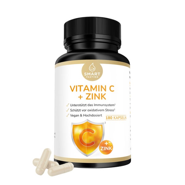 Vitamin C 1000 mg gepuffert + Zink – hochdosiert, vegan 180 St