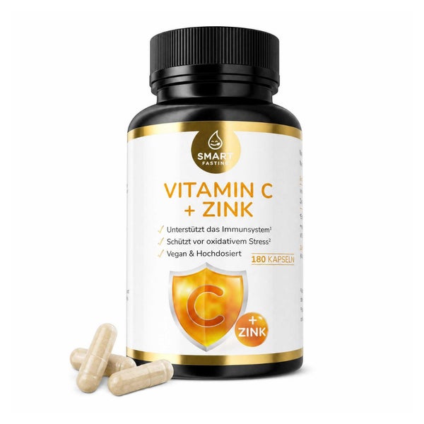 Vitamin C 1000 mg gepuffert + Zink – hochdosiert, vegan 180 St