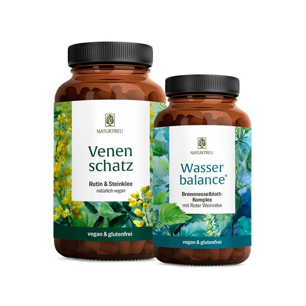 Schwere-Beine-Paket: Brennnesselblatt & Rutin + Steinklee in einem veganen Bundle - WASSERBALANCE & VENENSCHATZ - NATURTREU® 115.0 g