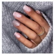 24 Stück Rose Glitter Kurze Kunstnägel Weiß Eckig Nägel Zum 1 St