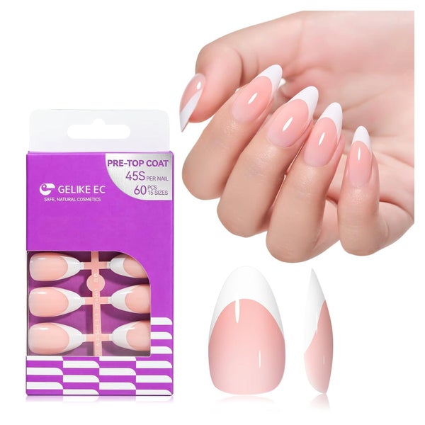 Press On Nägel Gel French Mandel Tips Salonqualität 0.5 g (6 1 St